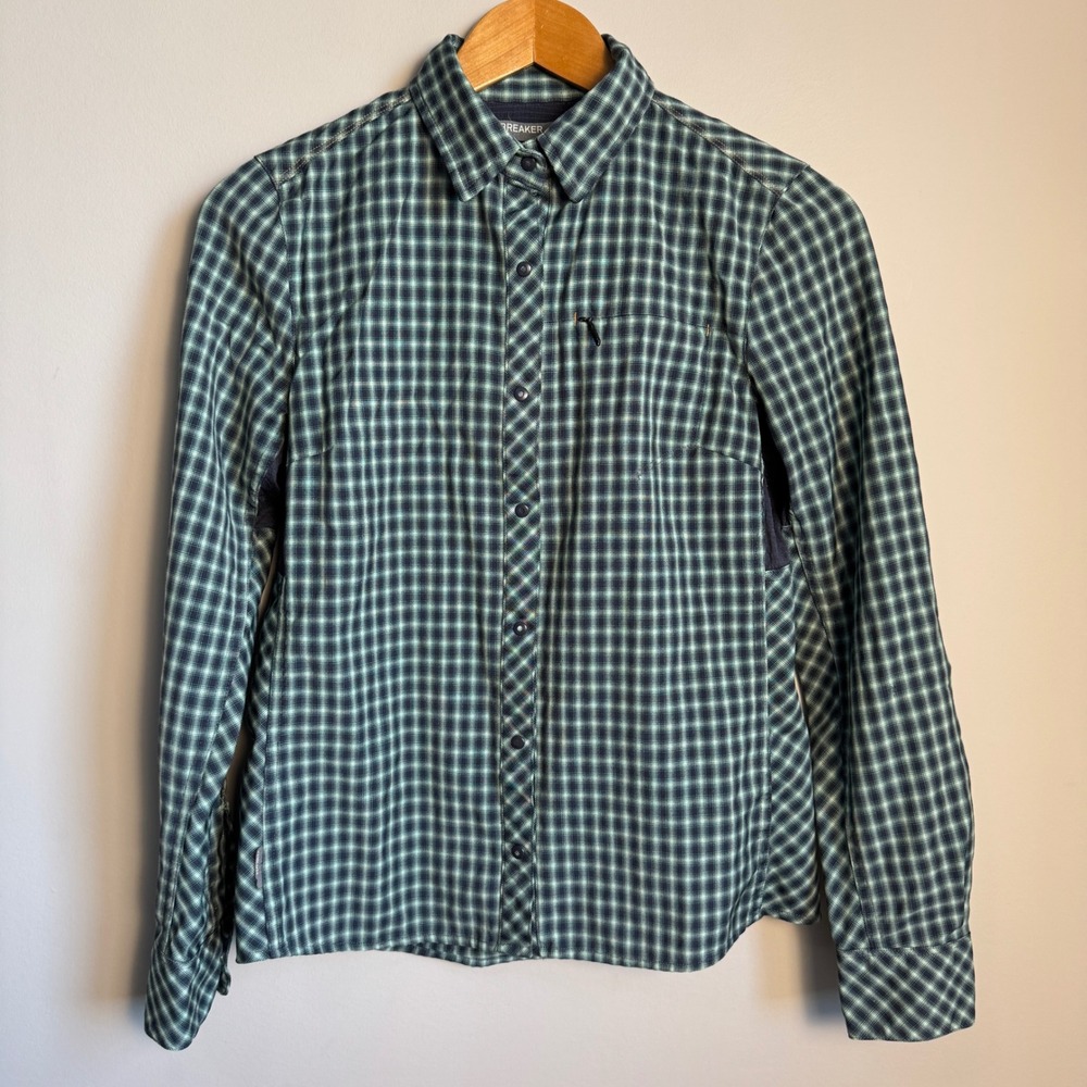 Icebreaker Merino Women's Plaid Snap Up Shirt Long Sleeve‎ Small Outdoor Casual